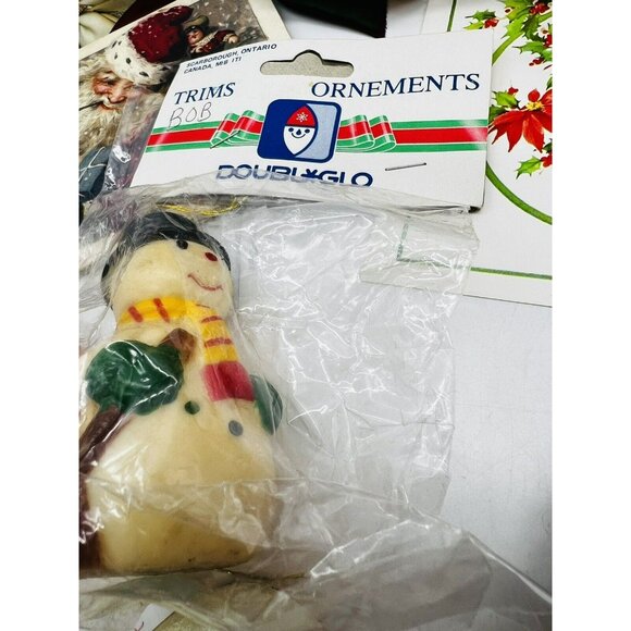 Vintage Christmas Crafters Lot Miniatures Flocked Postcard Ornament Santa Elf 1 - Picture 11 of 11